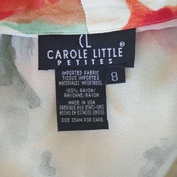Vtg 80's Carole Little‎ Blazer Lightweight Tie Cinched Back Spring Floral Sz 8P - Picture 3 of 8